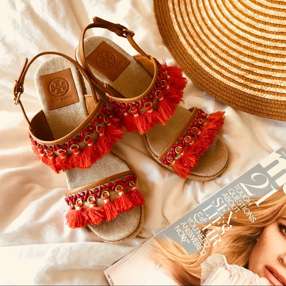 Tory Burch orange espadrilles